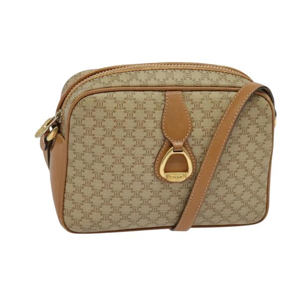 CELINE Macadam Canvas Shoulder Bag Pvc Beige Gold - Picture 1 of 12